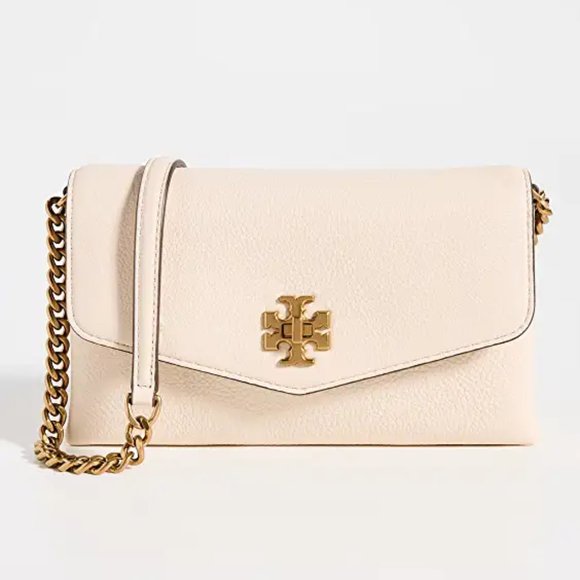 NWT Tory Burch Kira Chevron Leather Wallet On a Chain WOC New Cream AUTHENTIC - Picture 4 of 16
